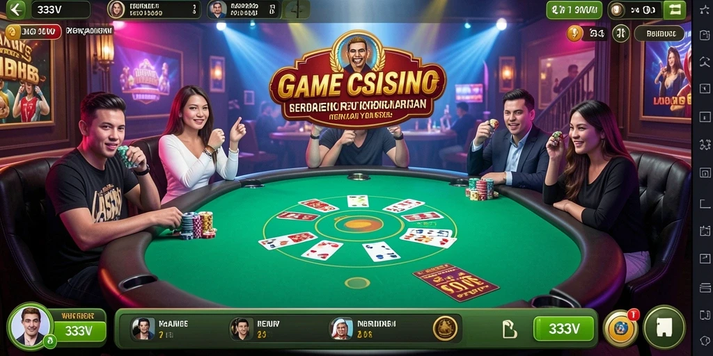 Screenshot gameplay 333V menampilkan suasana kasino langsung yang mengesankan.