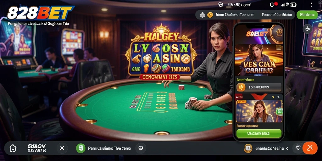 Tampilan gameplay interaktif Live Casino di aplikasi 828BET.