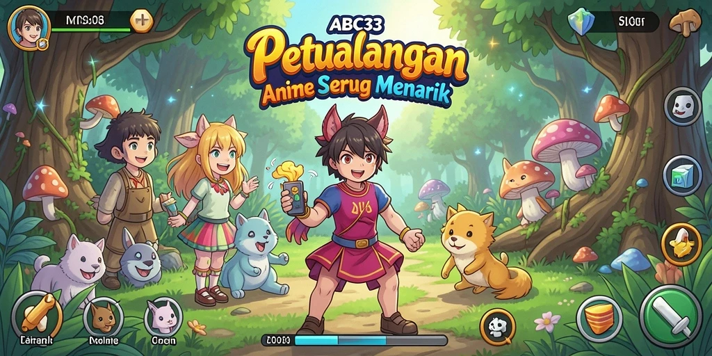 Tampilan gameplay yang menarik di dunia anime penuh warna.