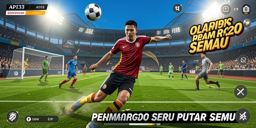 Tampilan gameplay seru dalam API33 dengan karakter olahraga yang beraksi.