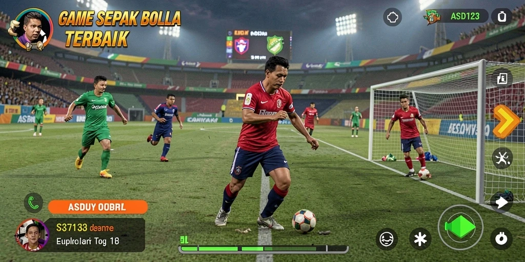 Tampilan gameplay ASD123 yang seru dan mendebarkan di lapangan sepak bola.