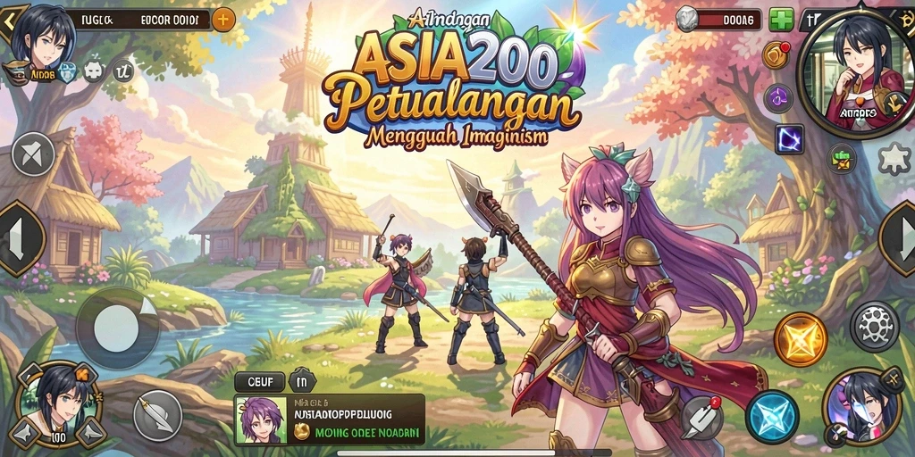 Tampilan gameplay ASIA200 yang penuh aksi dan karakter Anime.