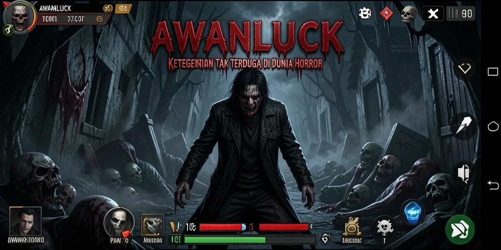 Screenshot gameplay <strong>AWANLUCK</strong> yang mencekam dan penuh ketegangan.
