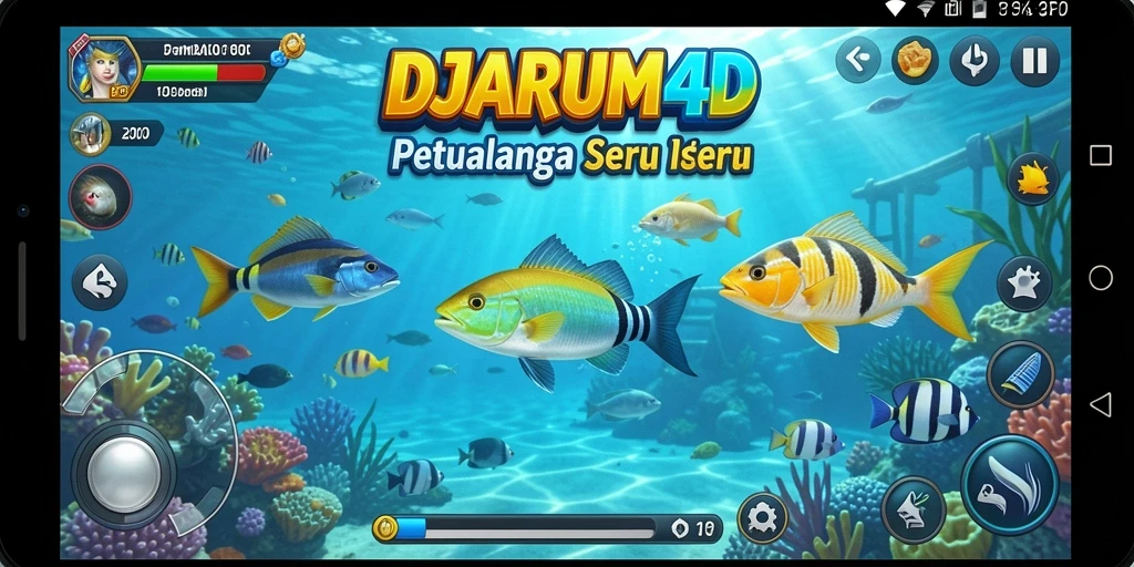 Tampilan gameplay seru dalam DJARUM4D saat menangkap ikan.