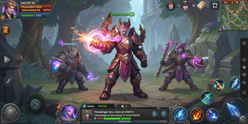 Screenshot gameplay INDOBIT88 menunjukkan petualangan epik dalam MMORPG.