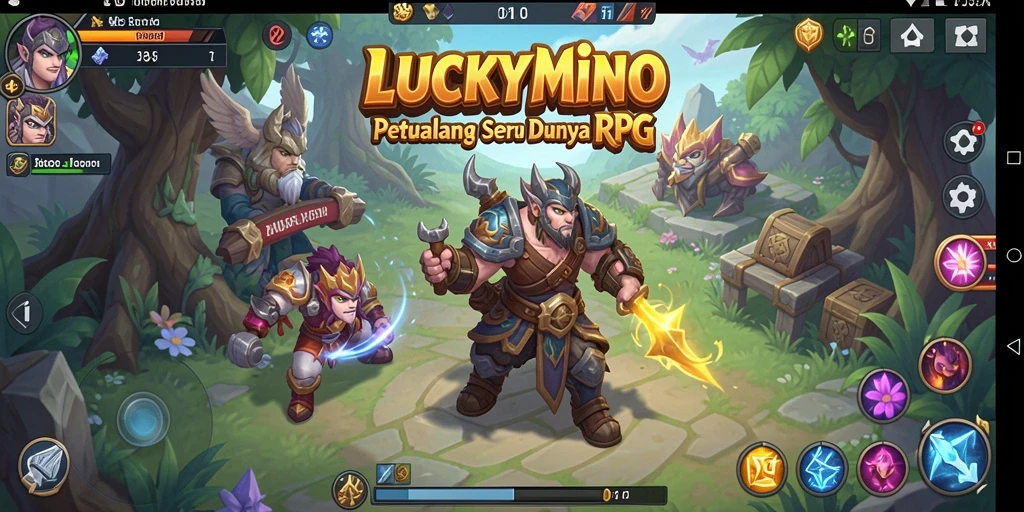 Tampilan gameplay RPG yang menarik dalam LUCKYMINO.