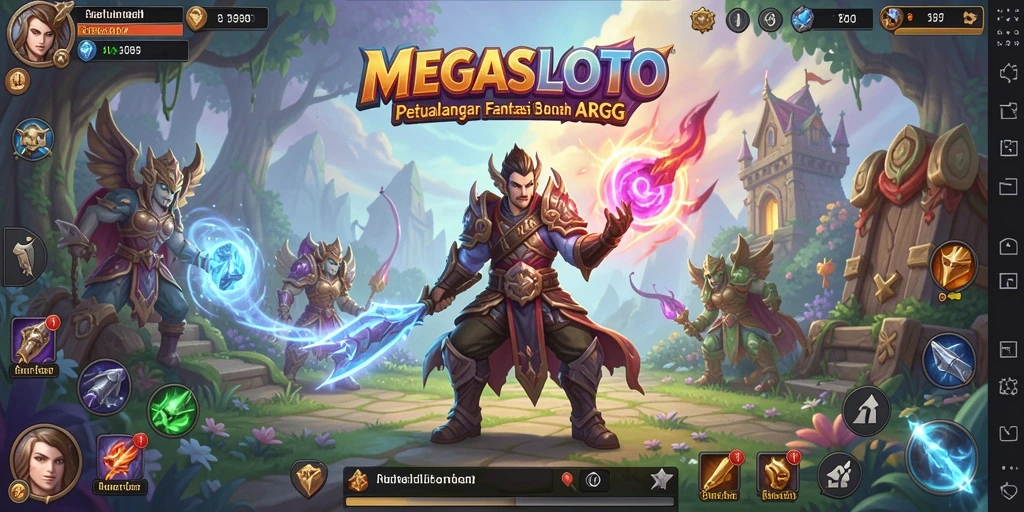 Tampilan gameplay menakjubkan di MEGASLOTO yang menunjukkan aksi petualangan ARPG.