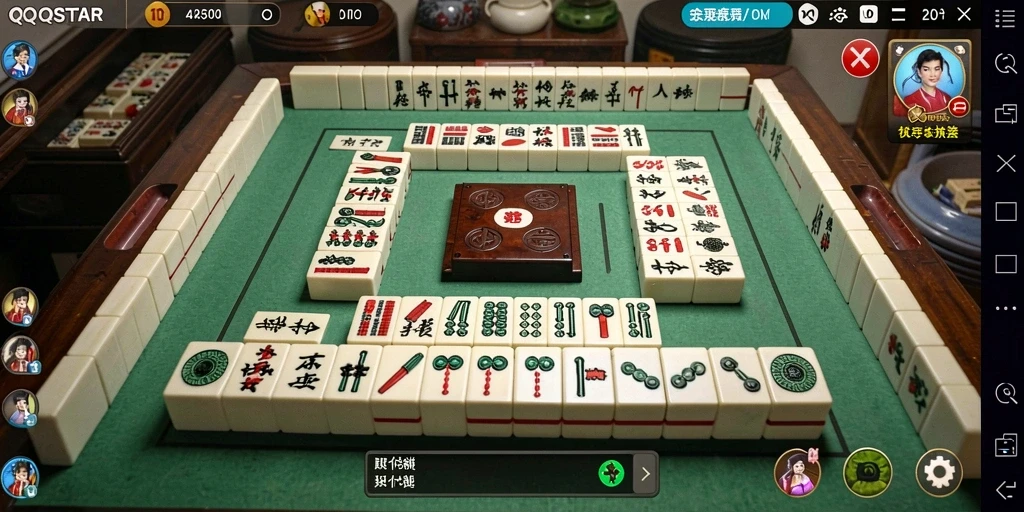 Screenshot gameplay QQSTAR menampilkan pengalaman bermain Mahjong yang menarik.
