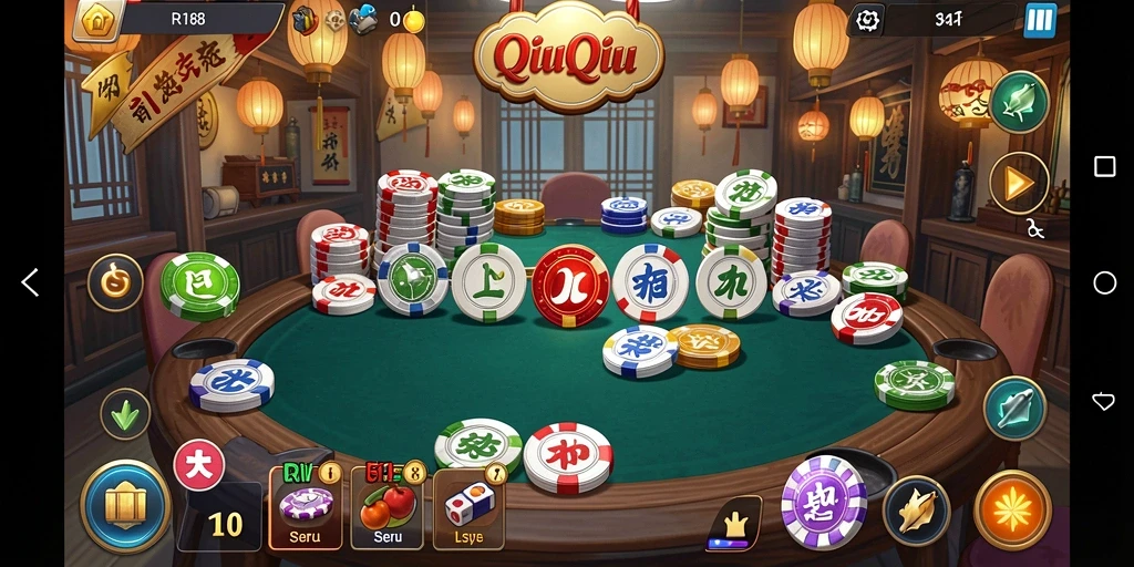 Tampilan gameplay seru dalam permainan QiuQiu RI188.