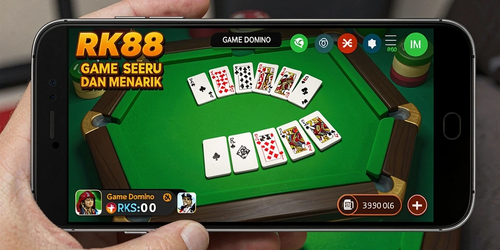 Tampilan seru dari gameplay domino di RK88.