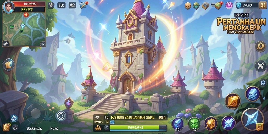 Tampilan gameplay menegangkan RPVIP3 dalam pertahanan menara.