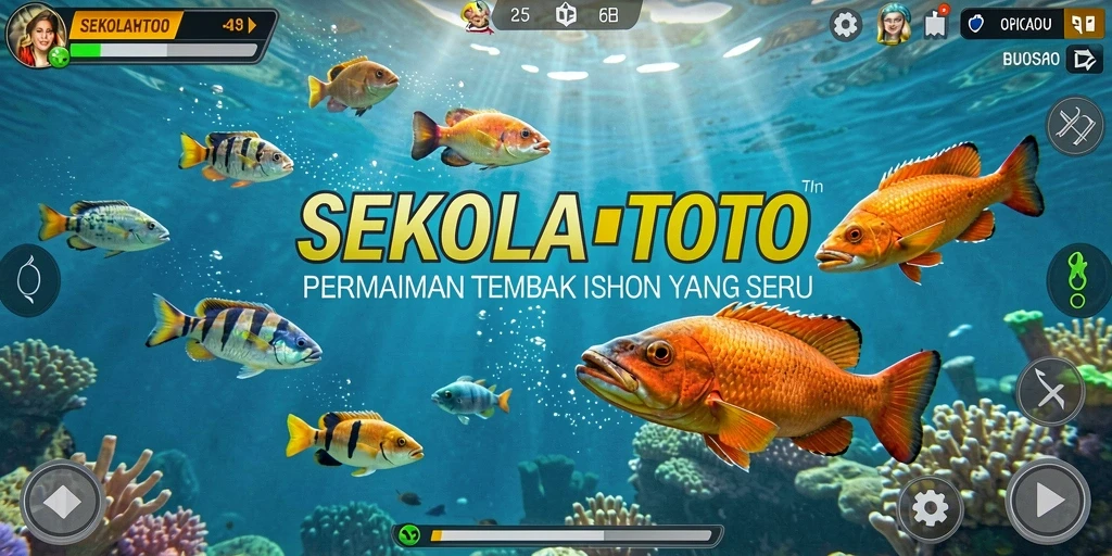 Tampilan gameplay Tembak Ikan yang menarik dan penuh warna.