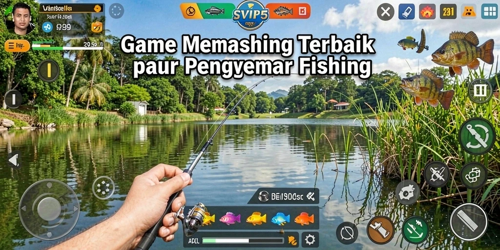 Tampilan gameplay seru dalam SVIP5 dengan pengalaman memancing yang menarik.