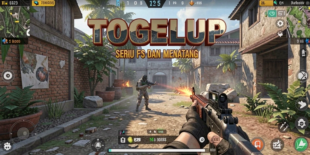 Gameplay seru TOGELUP dengan aksi tembak-menembak intens.