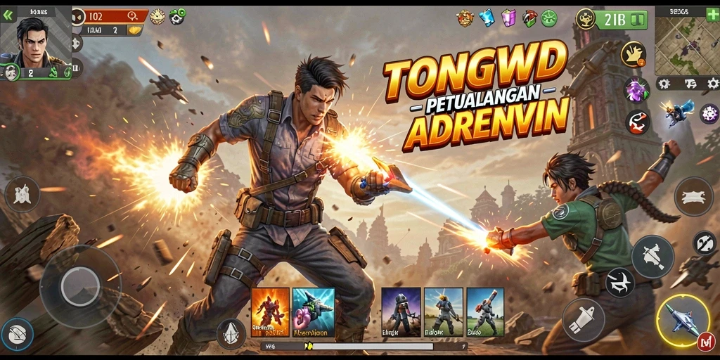 TANGKAPAN LAYAR TONGWD menampilkan aksi mendebarkan dalam pertarungan intens.